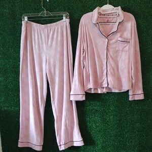 Pink Pajama Set with Black Trim